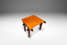Load image into Gallery viewer, Mid-Century Modern Tooled Leather Sling Ottoman / Footstool by Angel Pazmino, Ecuador, c. 1960s-ABT Modern