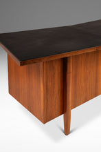 Load image into Gallery viewer, Mid-Century Modern V-Shaped Walnut Executive Desk w/ Black Leather Top After Harvey Probber, USA, c. 1960s-ABT Modern
