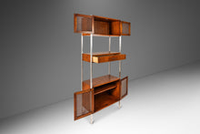 Load image into Gallery viewer, Mid-Century Modern Wall Unit / Bookcase / Display Cabinet in Walnut & Stainless Steel by Jack Cartwright for Founders, USA, c. 1960s-ABT Modern