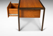 Load image into Gallery viewer, Mid-Century Modern Writers Desk in Oak w/ Acid Etched Bronze Frame by Harry Lunstead Designs, USA, c. 1970's-ABT Modern