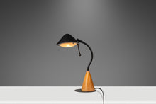 Load image into Gallery viewer, Mid-Century Post Modern Memphis-Style 'UFO' Adjustable Halogen Table Desk Lamp w/ Oak Base, c. 1980s-ABT Modern