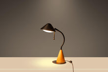 Load image into Gallery viewer, Mid-Century Post Modern Memphis-Style 'UFO' Adjustable Halogen Table Desk Lamp w/ Oak Base, c. 1980s-ABT Modern