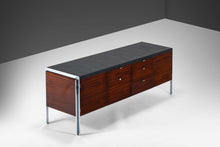 Load image into Gallery viewer, Mid Century Walnut Credenza with the Original Vinyl Top and Chrome Detailing by Stow Davis, c. 1960s-ABT Modern