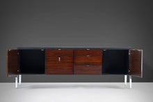 Load image into Gallery viewer, Mid Century Walnut Credenza with the Original Vinyl Top and Chrome Detailing by Stow Davis, c. 1960s-ABT Modern