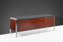 Load image into Gallery viewer, Mid Century Walnut Credenza with the Original Vinyl Top and Chrome Detailing by Stow Davis, c. 1960s-ABT Modern