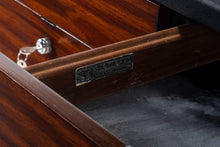 Load image into Gallery viewer, Mid Century Walnut Credenza with the Original Vinyl Top and Chrome Detailing by Stow Davis, c. 1960s-ABT Modern