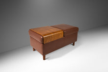 Load image into Gallery viewer, Modular 'Paradise' Double Ottoman in Paloma Leather & Walnut w/ Storage Space by Ekornes, Norway, c. 2000's-ABT Modern