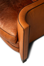 Load image into Gallery viewer, ON HOLD Art Deco Mid-Century Modern Three-Seater Sofa with Sculptural Arms in Patinaed Leather, USA, c. 1970s-ABT Modern