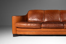 Load image into Gallery viewer, ON HOLD Art Deco Mid-Century Modern Three-Seater Sofa with Sculptural Arms in Patinaed Leather, USA, c. 1970s-ABT Modern