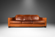 Load image into Gallery viewer, ON HOLD Art Deco Mid-Century Modern Three-Seater Sofa with Sculptural Arms in Patinaed Leather, USA, c. 1970s-ABT Modern