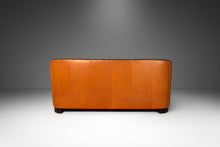 Load image into Gallery viewer, ON HOLD Art Deco Mid-Century Modern Three-Seater Sofa with Sculptural Arms in Patinaed Leather, USA, c. 1970s-ABT Modern