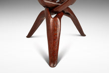 Load image into Gallery viewer, Organic Mid-Century Modern Accent Table Carved from Solid Mahogany w/ Interlocking Legs & Glass Top, USA, c. 1970's-ABT Modern