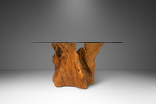 Load image into Gallery viewer, Organic Modern Substantial Glass-Top Dining Table With Cypress Tree Trunk Base, USA, 20th Century-ABT Modern
