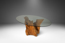 Load image into Gallery viewer, Organic Modern Substantial Glass-Top Dining Table With Cypress Tree Trunk Base, USA, 20th Century-ABT Modern