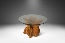 Load image into Gallery viewer, Organic Modern Substantial Glass-Top Dining Table With Cypress Tree Trunk Base, USA, 20th Century-ABT Modern