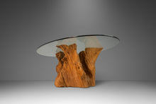 Load image into Gallery viewer, Organic Modern Substantial Glass-Top Dining Table With Cypress Tree Trunk Base, USA, 20th Century-ABT Modern