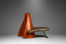 Load image into Gallery viewer, Post Modern Art Deco Serpentine Asymmetrical Architectural Bench / Sofa in Oak & Leather in the Manner of Thomas Stender, c. 1980s-ABT Modern