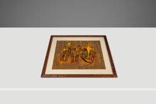 Load image into Gallery viewer, RARE Mid-Century Modern Earth Toned Parliament of Owls Painting with Custom-Made Walnut Frame by Sukhya, c. 1960s-ABT Modern