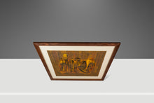Load image into Gallery viewer, RARE Mid-Century Modern Earth Toned Parliament of Owls Painting with Custom-Made Walnut Frame by Sukhya, c. 1960s-ABT Modern