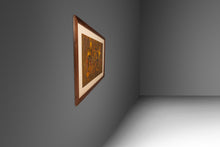 Load image into Gallery viewer, RARE Mid-Century Modern Earth Toned Parliament of Owls Painting with Custom-Made Walnut Frame by Sukhya, c. 1960s-ABT Modern