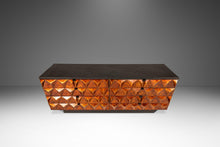 Load image into Gallery viewer, Rare Brutalist Space Age Sculptural Diamond Faced 8-Drawer Dresser / Sideboard w/ Leather Top, Italy, c. 1970s-ABT Modern