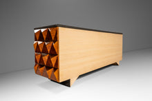 Load image into Gallery viewer, Rare Brutalist Space Age Sculptural Diamond Faced 8-Drawer Dresser / Sideboard w/ Leather Top, Italy, c. 1970s-ABT Modern