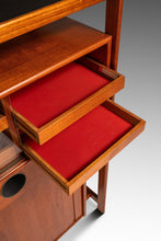 Load image into Gallery viewer, Rare Danish Mid-Century Modern Dry Bar in Teak w/ Leather Top by Knud Bent for Dyrlund, Denmark, c. 1960s-ABT Modern