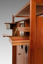 Load image into Gallery viewer, Rare Danish Mid-Century Modern Dry Bar in Teak w/ Leather Top by Knud Bent for Dyrlund, Denmark, c. 1960s-ABT Modern