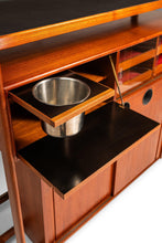 Load image into Gallery viewer, Rare Danish Mid-Century Modern Dry Bar in Teak w/ Leather Top by Knud Bent for Dyrlund, Denmark, c. 1960s-ABT Modern