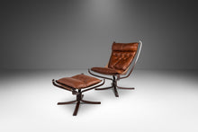 Load image into Gallery viewer, Rare High-Back Falcon Chair with Matching Ottoman in Leather by Sigurd Ressel for Vatne Møbler, Norway, c. 1970's-ABT Modern