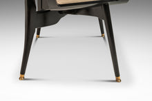 Load image into Gallery viewer, Rare Mid-Century Modern Architectural Ebonized Armchair in Maple, Leather & Brass by Harold Schwartz for Romweber, USA, 1960s-ABT Modern