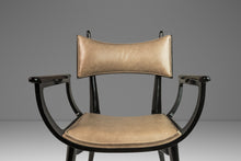 Load image into Gallery viewer, Rare Mid-Century Modern Architectural Ebonized Armchair in Maple, Leather & Brass by Harold Schwartz for Romweber, USA, 1960s-ABT Modern