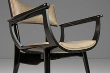 Load image into Gallery viewer, Rare Mid-Century Modern Architectural Ebonized Armchair in Maple, Leather & Brass by Harold Schwartz for Romweber, USA, 1960s-ABT Modern
