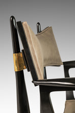 Load image into Gallery viewer, Rare Mid-Century Modern Architectural Ebonized Armchair in Maple, Leather & Brass by Harold Schwartz for Romweber, USA, 1960s-ABT Modern