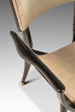 Load image into Gallery viewer, Rare Mid-Century Modern Architectural Ebonized Armchair in Maple, Leather & Brass by Harold Schwartz for Romweber, USA, 1960s-ABT Modern