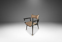 Load image into Gallery viewer, Rare Mid-Century Modern Architectural Ebonized Armchair in Maple, Leather & Brass by Harold Schwartz for Romweber, USA, 1960s-ABT Modern
