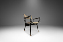 Load image into Gallery viewer, Rare Mid-Century Modern Architectural Ebonized Armchair in Maple, Leather & Brass by Harold Schwartz for Romweber, USA, 1960s-ABT Modern