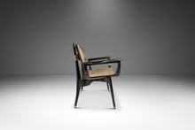 Load image into Gallery viewer, Rare Mid-Century Modern Architectural Ebonized Armchair in Maple, Leather & Brass by Harold Schwartz for Romweber, USA, 1960s-ABT Modern