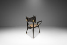 Load image into Gallery viewer, Rare Mid-Century Modern Architectural Ebonized Armchair in Maple, Leather & Brass by Harold Schwartz for Romweber, USA, 1960s-ABT Modern