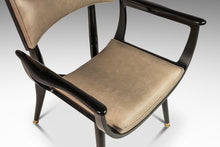 Load image into Gallery viewer, Rare Mid-Century Modern Architectural Ebonized Armchair in Maple, Leather & Brass by Harold Schwartz for Romweber, USA, 1960s-ABT Modern