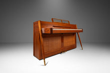 Load image into Gallery viewer, Rare Mid-Century Modern Baldwin Acrosonic Spinet Piano in Walnut, Brass & Cane, USA, c. 1960s-ABT Modern