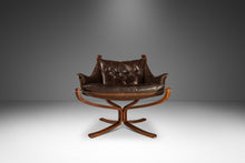 Load image into Gallery viewer, Rare Mid-Century Modern Winged Falcon Chair in Original Leather by Sigurd Ressel for Vatne Møbler, Norway, c. 1970's-ABT Modern