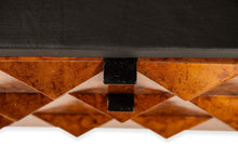 Load image into Gallery viewer, Rare Petite Brutalist Space Age Sculptural Diamond Faced 4 Drawer Dresser / Sideboard w/ Leather Top, Italy, c. 1970s