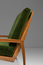 Load image into Gallery viewer, Rare Restored Danish Mid-Century Modern High-Back Lounge Chair in Beech, Velour & Brass by Dan Johnson for Selig, Denmark, c. 1950s-ABT Modern