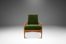 Load image into Gallery viewer, Rare Restored Danish Mid-Century Modern High-Back Lounge Chair in Beech, Velour & Brass by Dan Johnson for Selig, Denmark, c. 1950s-ABT Modern