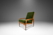 Load image into Gallery viewer, Rare Restored Danish Mid-Century Modern High-Back Lounge Chair in Beech, Velour & Brass by Dan Johnson for Selig, Denmark, c. 1950s-ABT Modern