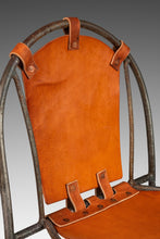 Load image into Gallery viewer, Rare Set of Four (4) French Wrought Iron Industrial Barstools w/ Hand-Worked Full Grain Leather by Jacques Adnet, France , c. 1950's-ABT Modern