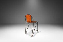 Load image into Gallery viewer, Rare Set of Four (4) French Wrought Iron Industrial Barstools w/ Hand-Worked Full Grain Leather by Jacques Adnet, France , c. 1950's-ABT Modern