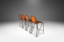 Load image into Gallery viewer, Rare Set of Four (4) French Wrought Iron Industrial Barstools w/ Hand-Worked Full Grain Leather by Jacques Adnet, France , c. 1950&#39;s-ABT Modern
