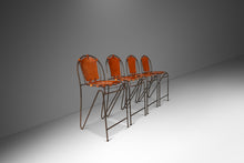 Load image into Gallery viewer, Rare Set of Four (4) French Wrought Iron Industrial Barstools w/ Hand-Worked Full Grain Leather by Jacques Adnet, France , c. 1950's-ABT Modern